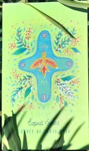 image de baptême-communion-confirmation fille : Croix rose avec colombe du saint esprit